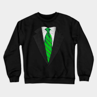 Green Suit Up! Realistic Suit and Tie Costume for Business Casual Crewneck Sweatshirt